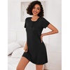 image:imageEkouaer 3 Pack Nightgowns for Women Short Sleeve Sleepshirt Button Down Nightshirt Soft Pajamas Dress Casual SleepwearBlackGreyLight Grey Coffee