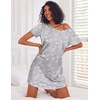 image:imageEkouaer 3 Pack Nightgowns for Women Short Sleeve Sleepshirt Button Down Nightshirt Soft Pajamas Dress Casual SleepwearBlackGreyLight Grey Coffee