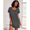 image:imageEkouaer 3 Pack Nightgowns for Women Short Sleeve Sleepshirt Button Down Nightshirt Soft Pajamas Dress Casual SleepwearBlackGreyLight Grey Stripe