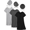 image:imageEkouaer 3 Pack Nightgowns for Women Short Sleeve Sleepshirt Button Down Nightshirt Soft Pajamas Dress Casual SleepwearBlackGreyLight Grey Stripe