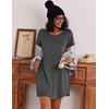 image:imageEkouaer 3 Pack Nightgowns for Women Short Sleeve Sleepshirt Button Down Nightshirt Soft Pajamas Dress Casual SleepwearBlackGreyLight Grey Stripe