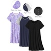 image:imageEkouaer 3 Pack Nightgowns for Women Short Sleeve Sleepshirt Button Down Nightshirt Soft Pajamas Dress Casual SleepwearBlackNavyPurple Stars
