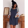 image:imageEkouaer 3 Pack Nightgowns for Women Short Sleeve Sleepshirt Button Down Nightshirt Soft Pajamas Dress Casual SleepwearBlackNavyPurple Stars