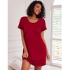 image:imageEkouaer 3 Pack Nightgowns for Women Short Sleeve Sleepshirt Button Down Nightshirt Soft Pajamas Dress Casual SleepwearBlackWine RedLeopard