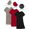 image:imageEkouaer 3 Pack Nightgowns for Women Short Sleeve Sleepshirt Button Down Nightshirt Soft Pajamas Dress Casual SleepwearBlackWine RedLeopard