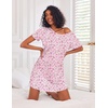 image:imageEkouaer 3 Pack Nightgowns for Women Short Sleeve Sleepshirt Button Down Nightshirt Soft Pajamas Dress Casual SleepwearBlue StarsPurple StarsPink Floral