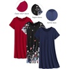 image:imageEkouaer 3 Pack Nightgowns for Women Short Sleeve Sleepshirt Button Down Nightshirt Soft Pajamas Dress Casual SleepwearNavyBlack ButterflyWine Red