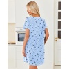 image:imageEkouaer Cotton Nightgowns for Women 3 Pack Night Gown Short Sleeve Sleepshirts V Neck Sleepwear Soft Tshirt Pajama DressBlackBlue GreenBlue Stars