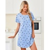 image:imageEkouaer Cotton Nightgowns for Women 3 Pack Night Gown Short Sleeve Sleepshirts V Neck Sleepwear Soft Tshirt Pajama DressBlackBlue GreenBlue Stars
