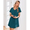 image:imageEkouaer Cotton Nightgowns for Women 3 Pack Night Gown Short Sleeve Sleepshirts V Neck Sleepwear Soft Tshirt Pajama DressBlackBlue GreenBlue Stars