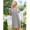 image:imageEkouaer Cotton Nightgowns for Women 3 Pack Night Gown Short Sleeve Sleepshirts V Neck Sleepwear Soft Tshirt Pajama DressBlackGreyGrey Stripes