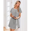 image:imageEkouaer Cotton Nightgowns for Women 3 Pack Night Gown Short Sleeve Sleepshirts V Neck Sleepwear Soft Tshirt Pajama DressBlackGreyGrey Stripes