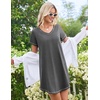 image:imageEkouaer Cotton Nightgowns for Women 3 Pack Night Gown Short Sleeve Sleepshirts V Neck Sleepwear Soft Tshirt Pajama DressBlackGreyNavy Blue