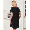 image:imageEkouaer Cotton Nightgowns for Women 3 Pack Night Gown Short Sleeve Sleepshirts V Neck Sleepwear Soft Tshirt Pajama DressBlackGreyNavy Blue