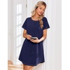 image:imageEkouaer Cotton Nightgowns for Women 3 Pack Night Gown Short Sleeve Sleepshirts V Neck Sleepwear Soft Tshirt Pajama DressBlackGreyNavy Blue
