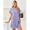 image:imageEkouaer Cotton Nightgowns for Women 3 Pack Night Gown Short Sleeve Sleepshirts V Neck Sleepwear Soft Tshirt Pajama DressBlackGreyPurple Dots