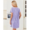 image:imageEkouaer Cotton Nightgowns for Women 3 Pack Night Gown Short Sleeve Sleepshirts V Neck Sleepwear Soft Tshirt Pajama DressBlackGreyPurple Dots