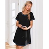 image:imageEkouaer Cotton Nightgowns for Women 3 Pack Night Gown Short Sleeve Sleepshirts V Neck Sleepwear Soft Tshirt Pajama DressBlackGreyPurple Dots