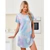image:imageEkouaer Cotton Nightgowns for Women 3 Pack Night Gown Short Sleeve Sleepshirts V Neck Sleepwear Soft Tshirt Pajama DressBlackGreyPurple Tie Dye