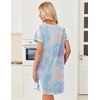 image:imageEkouaer Cotton Nightgowns for Women 3 Pack Night Gown Short Sleeve Sleepshirts V Neck Sleepwear Soft Tshirt Pajama DressBlackGreyPurple Tie Dye