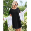 image:imageEkouaer Cotton Nightgowns for Women 3 Pack Night Gown Short Sleeve Sleepshirts V Neck Sleepwear Soft Tshirt Pajama DressBlackGreyPurple Tie Dye