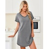 image:imageEkouaer Cotton Nightgowns for Women 3 Pack Night Gown Short Sleeve Sleepshirts V Neck Sleepwear Soft Tshirt Pajama DressBlackLight GreyLeopard
