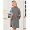 image:imageEkouaer Cotton Nightgowns for Women 3 Pack Night Gown Short Sleeve Sleepshirts V Neck Sleepwear Soft Tshirt Pajama DressBlackLight GreyLeopard