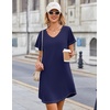 image:imageEkouaer Cotton Nightgowns for Women 3 Pack Night Gown Short Sleeve Sleepshirts V Neck Sleepwear Soft Tshirt Pajama DressBlackNavy BlueBlue Butterfly