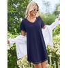 image:imageEkouaer Cotton Nightgowns for Women 3 Pack Night Gown Short Sleeve Sleepshirts V Neck Sleepwear Soft Tshirt Pajama DressBlackNavy BlueBlue Butterfly