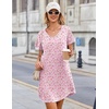 image:imageEkouaer Cotton Nightgowns for Women 3 Pack Night Gown Short Sleeve Sleepshirts V Neck Sleepwear Soft Tshirt Pajama DressBlackPink FloralNavy Blue