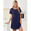 image:imageEkouaer Cotton Nightgowns for Women 3 Pack Night Gown Short Sleeve Sleepshirts V Neck Sleepwear Soft Tshirt Pajama DressBlackPink FloralNavy Blue