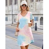image:imageEkouaer Cotton Nightgowns for Women 3 Pack Night Gown Short Sleeve Sleepshirts V Neck Sleepwear Soft Tshirt Pajama DressBlackPink Tie DyePink