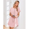 image:imageEkouaer Cotton Nightgowns for Women 3 Pack Night Gown Short Sleeve Sleepshirts V Neck Sleepwear Soft Tshirt Pajama DressBlackPink Tie DyePink