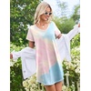 image:imageEkouaer Cotton Nightgowns for Women 3 Pack Night Gown Short Sleeve Sleepshirts V Neck Sleepwear Soft Tshirt Pajama DressBlackPink Tie DyePink