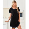 image:imageEkouaer Cotton Nightgowns for Women 3 Pack Night Gown Short Sleeve Sleepshirts V Neck Sleepwear Soft Tshirt Pajama DressBlackPink Tie DyePink