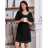 image:imageEkouaer Cotton Nightgowns for Women Oversized Sleepshirt Tshirt Night Gown Short Sleeve Night Shirt Casual Soft SleepwearBlack