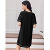image:imageEkouaer Cotton Nightgowns for Women Oversized Sleepshirt Tshirt Night Gown Short Sleeve Night Shirt Casual Soft SleepwearBlack