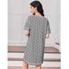 image:imageEkouaer Cotton Nightgowns for Women Oversized Sleepshirt Tshirt Night Gown Short Sleeve Night Shirt Casual Soft SleepwearBlack White Floral