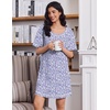 image:imageEkouaer Cotton Nightgowns for Women Oversized Sleepshirt Tshirt Night Gown Short Sleeve Night Shirt Casual Soft SleepwearFloral Purple