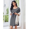 image:imageEkouaer Cotton Nightgowns for Women Oversized Sleepshirt Tshirt Night Gown Short Sleeve Night Shirt Casual Soft SleepwearGrey