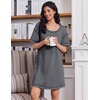 image:imageEkouaer Cotton Nightgowns for Women Oversized Sleepshirt Tshirt Night Gown Short Sleeve Night Shirt Casual Soft SleepwearGrey