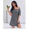 image:imageEkouaer Cotton Nightgowns for Women Oversized Sleepshirt Tshirt Night Gown Short Sleeve Night Shirt Casual Soft SleepwearGrey