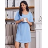 image:imageEkouaer Cotton Nightgowns for Women Oversized Sleepshirt Tshirt Night Gown Short Sleeve Night Shirt Casual Soft SleepwearLight Blue