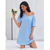 image:imageEkouaer Cotton Nightgowns for Women Oversized Sleepshirt Tshirt Night Gown Short Sleeve Night Shirt Casual Soft SleepwearLight Blue
