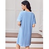 image:imageEkouaer Cotton Nightgowns for Women Oversized Sleepshirt Tshirt Night Gown Short Sleeve Night Shirt Casual Soft SleepwearLight Blue