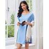 image:imageEkouaer Cotton Nightgowns for Women Oversized Sleepshirt Tshirt Night Gown Short Sleeve Night Shirt Casual Soft SleepwearLight Blue