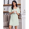 image:imageEkouaer Cotton Nightgowns for Women Oversized Sleepshirt Tshirt Night Gown Short Sleeve Night Shirt Casual Soft SleepwearLight Green