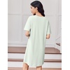image:imageEkouaer Cotton Nightgowns for Women Oversized Sleepshirt Tshirt Night Gown Short Sleeve Night Shirt Casual Soft SleepwearLight Green