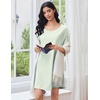 image:imageEkouaer Cotton Nightgowns for Women Oversized Sleepshirt Tshirt Night Gown Short Sleeve Night Shirt Casual Soft SleepwearLight Green
