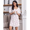 image:imageEkouaer Cotton Nightgowns for Women Oversized Sleepshirt Tshirt Night Gown Short Sleeve Night Shirt Casual Soft SleepwearLight Pink Floral
